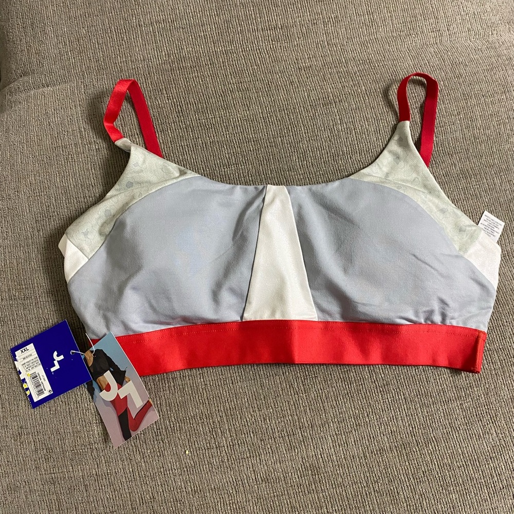 JoyLab Red and White Color-Blocked sports bra